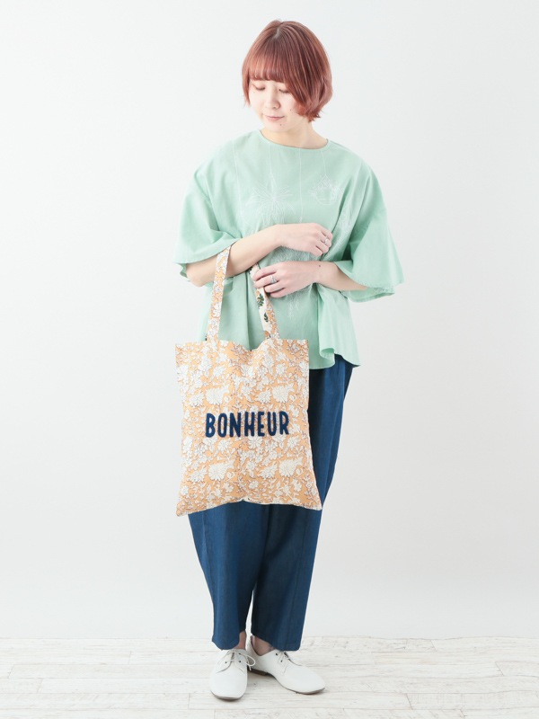 ブークレ刺繍プリントトートバッグ（3カラー）M28-2413