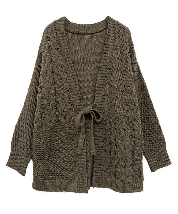 ウールブレンドケーブルニットカーディガン 25W074