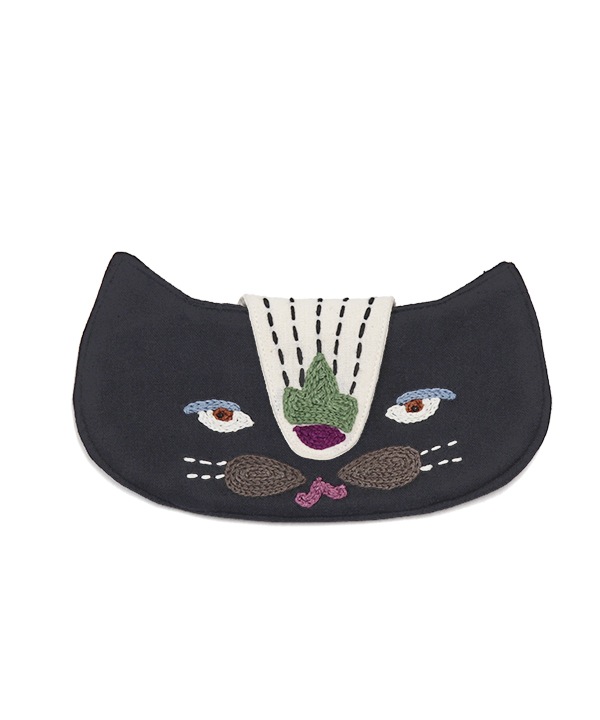 ネコ刺繍 メガネケース H25S226