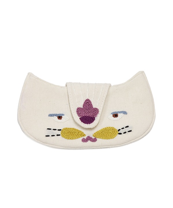 ネコ刺繍 メガネケース H25S226