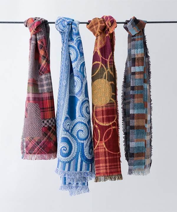 コットンウール グルグル柄ジャガードショール B25W018