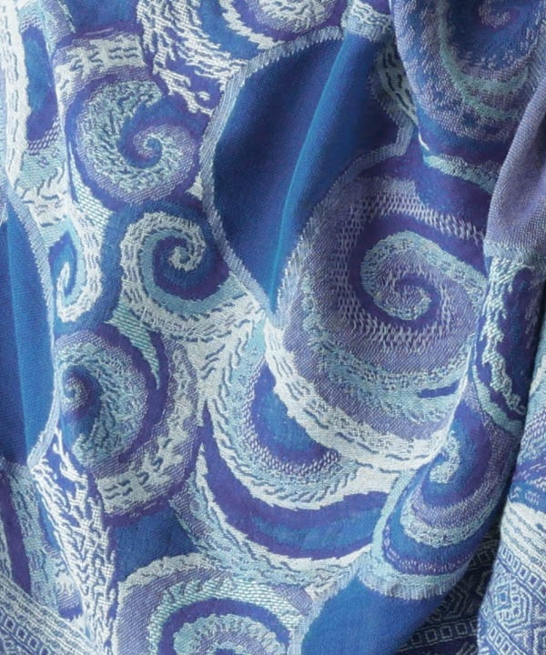 コットンウール グルグル柄ジャガードショール B25W018