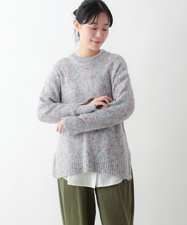 ウールブレンドカラフルネップヤーンプルオーバー 25W077