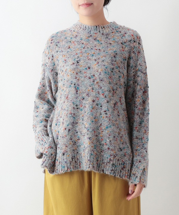 ウールブレンドカラフルネップヤーンプルオーバー 25W077