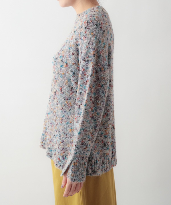 ウールブレンドカラフルネップヤーンプルオーバー 25W077