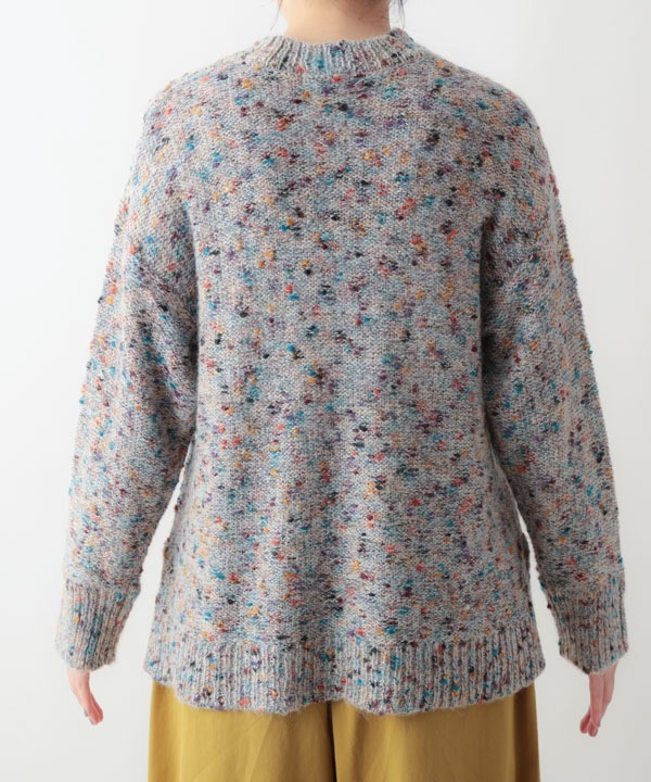 ウールブレンドカラフルネップヤーンプルオーバー 25W077