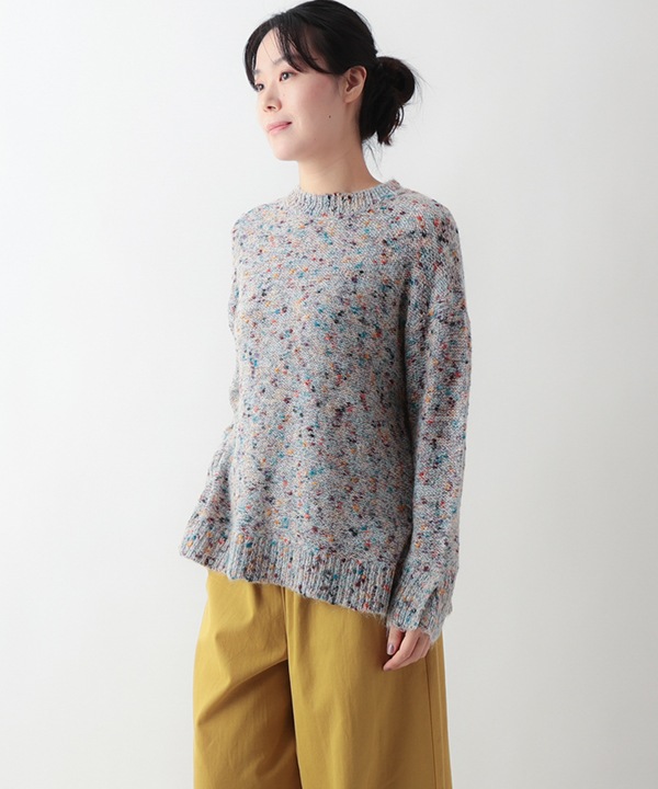 ウールブレンドカラフルネップヤーンプルオーバー 25W077