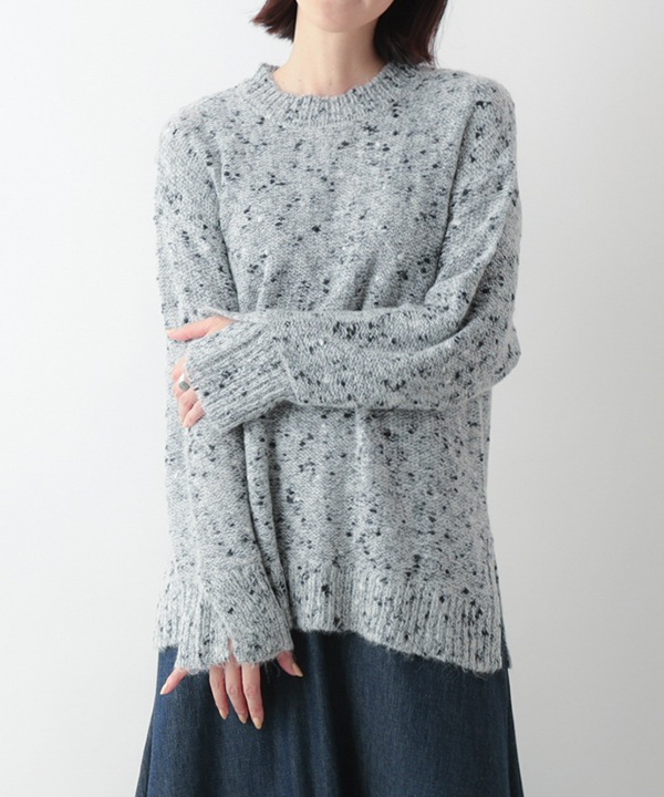 ウールブレンドカラフルネップヤーンプルオーバー 25W077