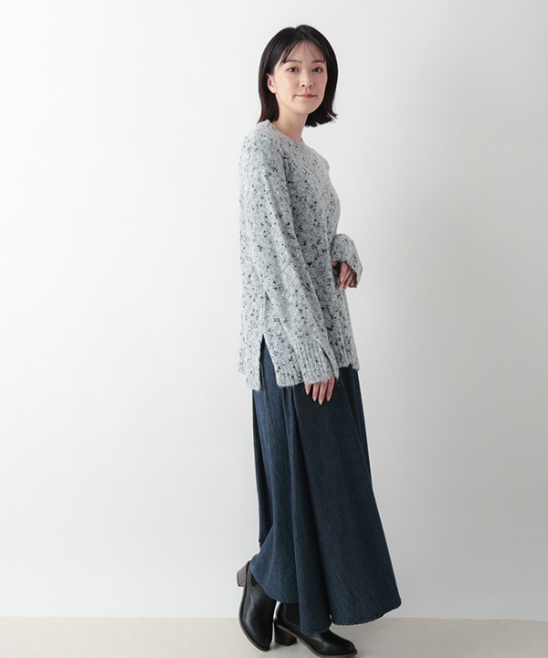 ウールブレンドカラフルネップヤーンプルオーバー 25W077