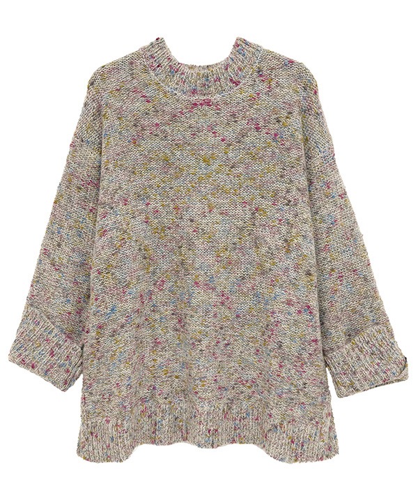 ウールブレンドカラフルネップヤーンプルオーバー 25W077