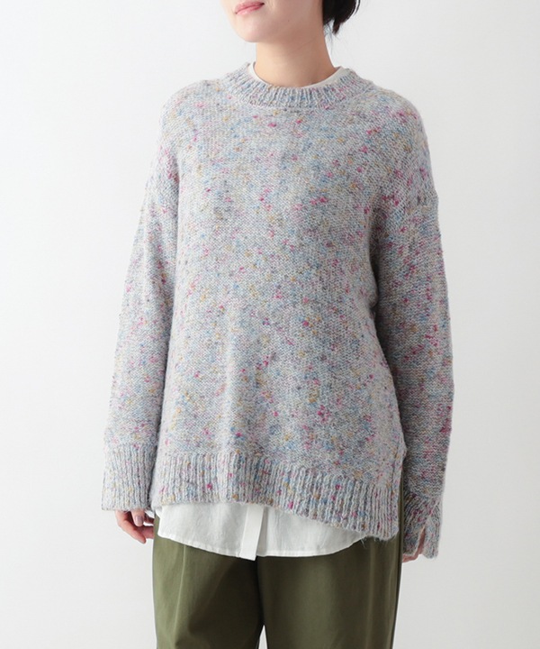 ウールブレンドカラフルネップヤーンプルオーバー 25W077