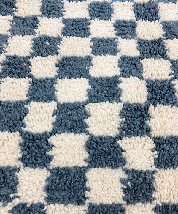 【1点物】ベニワレンラグM ブロックチェック ブルーグレー 150×98cm ★