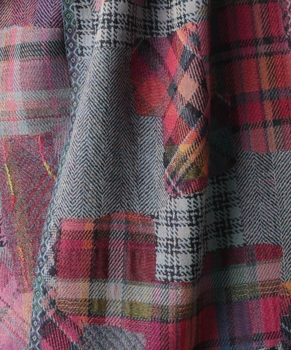 ウール混 パッチワーク風ジャガードショール B25W019