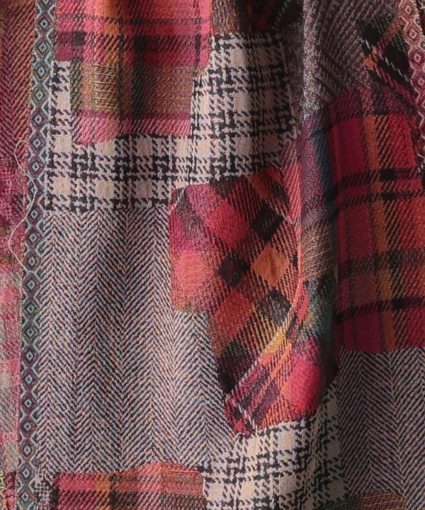 ウール混 パッチワーク風ジャガードショール B25W019