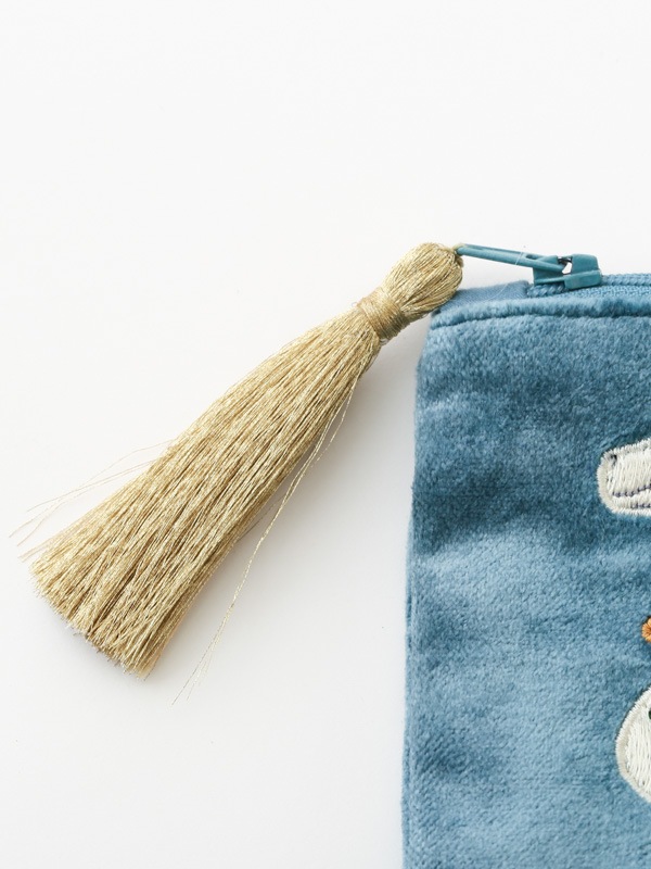 ベロア刺繍ポーチS 15×10cm （3カラー）M42-2029