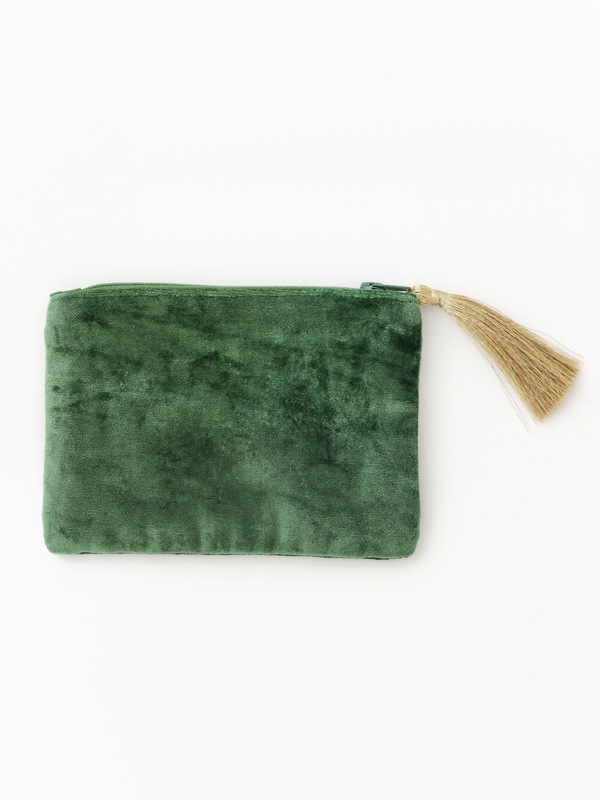 ベロア刺繍ポーチS 15×10cm （3カラー）M42-2029