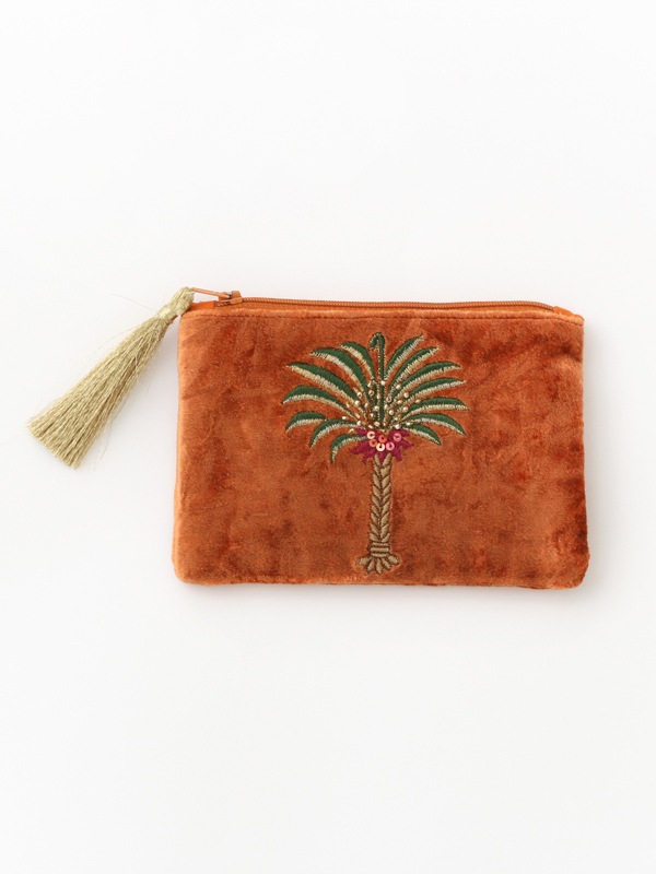 ベロア刺繍ポーチS 15×10cm （3カラー）M42-2029