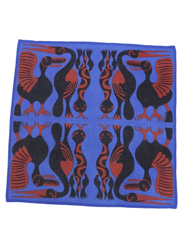 CHIZURI×KANKANコラボ ハンカチA(ブルー・オレンジ)M41-2416