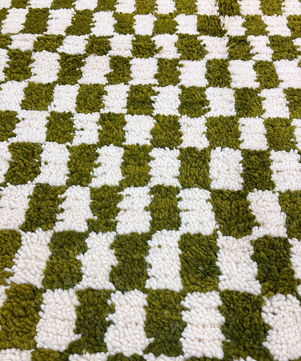 【1点物】ベニワレンラグM ブロックチェック カーキ 148×105cm ★