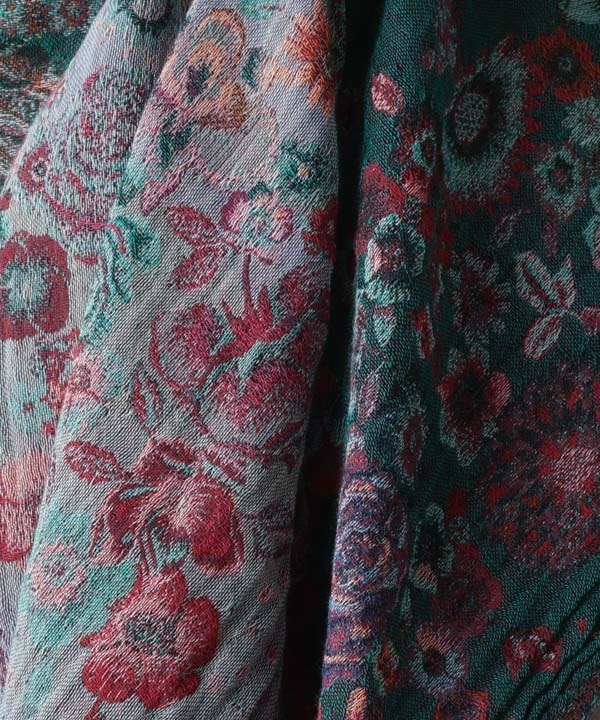 コットンウール 花柄ジャガードショール B25W020