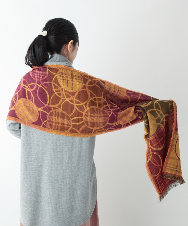 コットン混ドット柄ジャガードショール B25W021