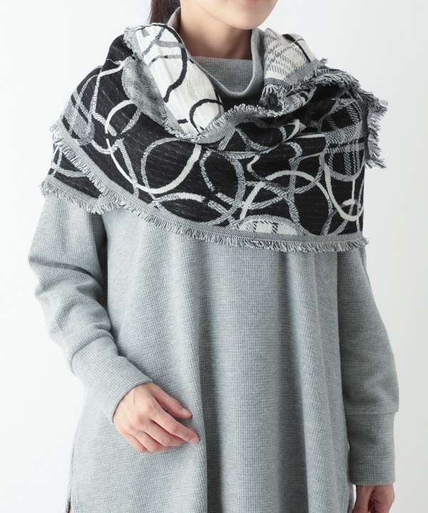 コットン混ドット柄ジャガードショール B25W021