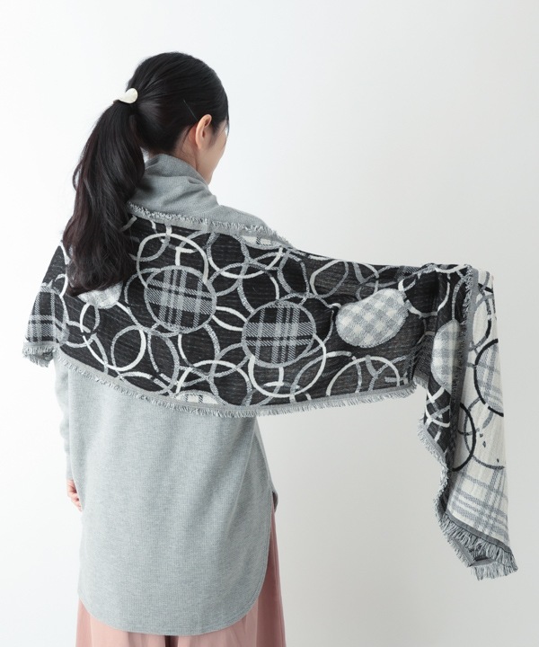 コットン混ドット柄ジャガードショール B25W021