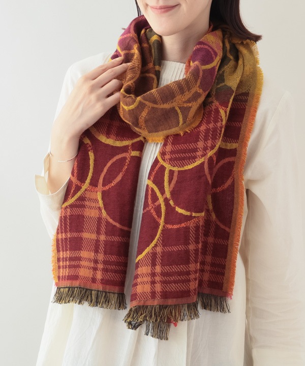 コットン混ドット柄ジャガードショール B25W021