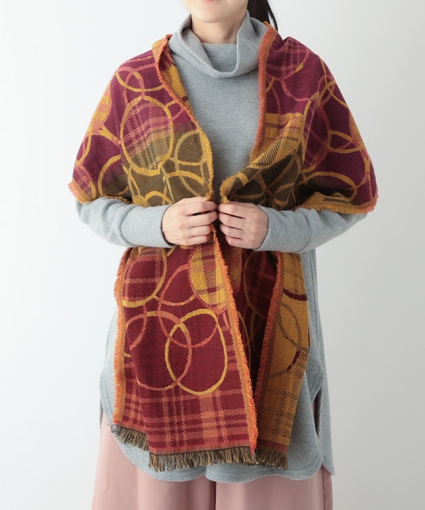 コットン混ドット柄ジャガードショール B25W021