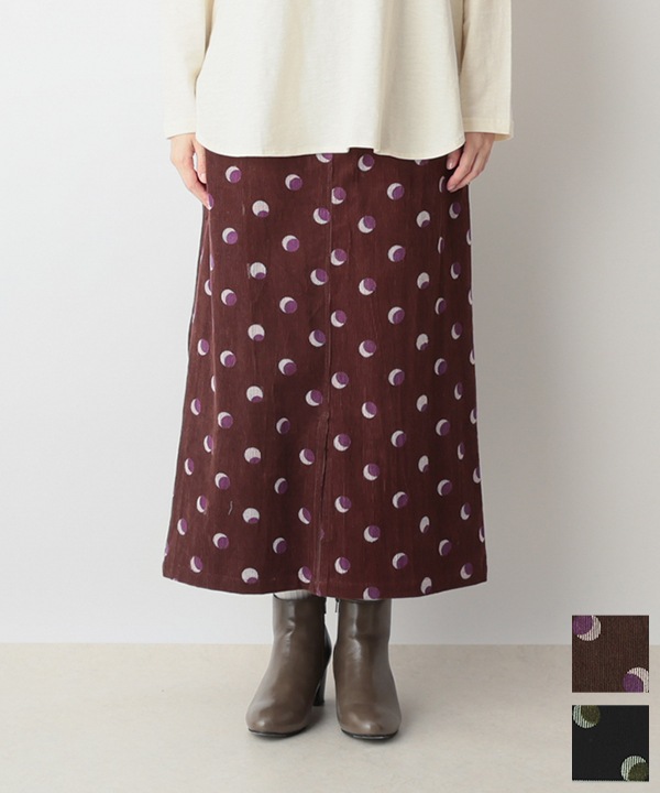 ドットプリントコットンコーデュロイスカート 25W080