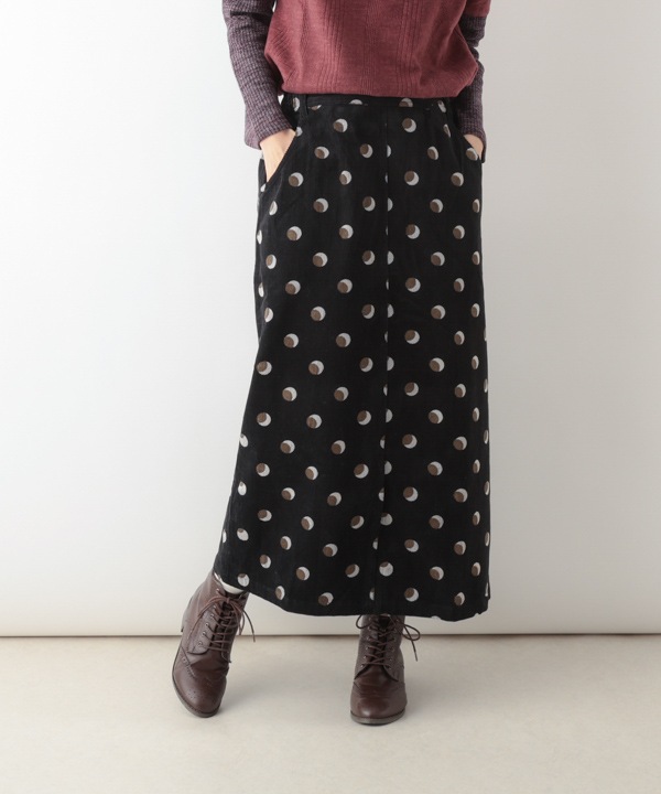 ドットプリントコットンコーデュロイスカート 25W080