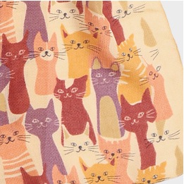 ウールコットン 猫柄プリントショール（3カラー）50x180cm B24W044