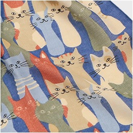 ウールコットン 猫柄プリントショール（3カラー）50x180cm B24W044