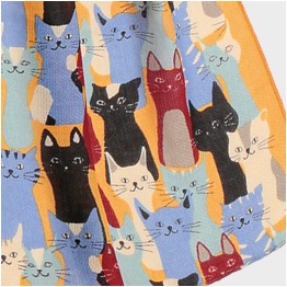 ウールコットン 猫柄プリントショール（3カラー）50x180cm B24W044