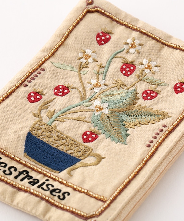 ボタニカル刺繍 ポーチ 15×10cm M42-2870
