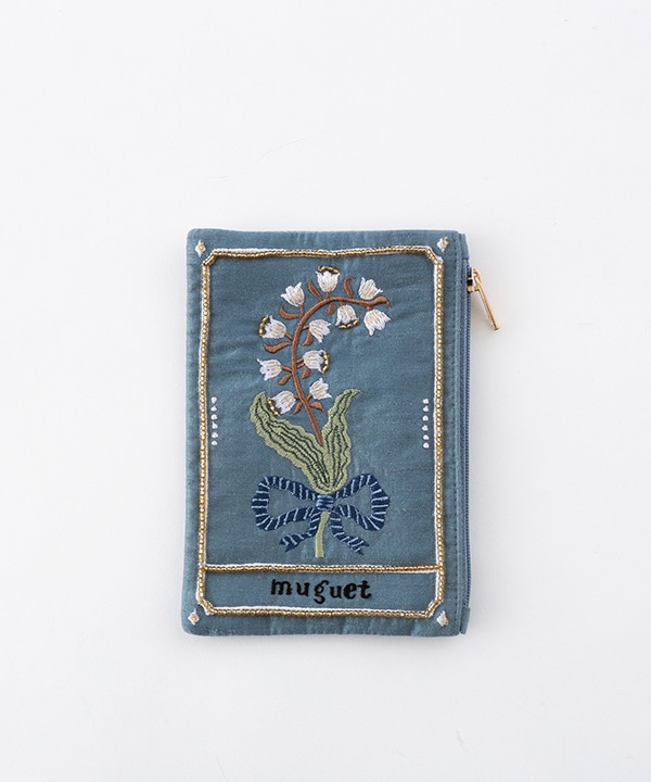 ボタニカル刺繍 ポーチ 15×10cm M42-2870