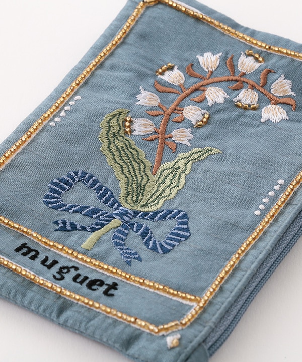 ボタニカル刺繍 ポーチ 15×10cm M42-2870