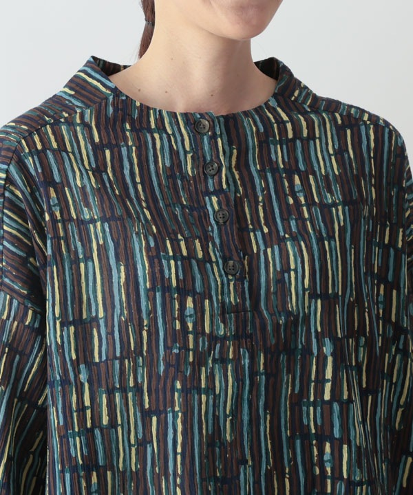 五月雨プリント・クレープコットンブラウス 25W401