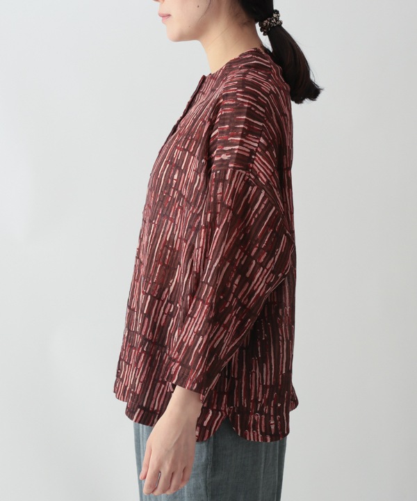 五月雨プリント・クレープコットンブラウス 25W401