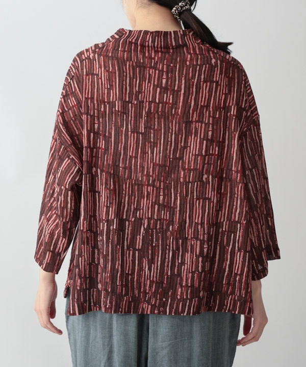 五月雨プリント・クレープコットンブラウス 25W401