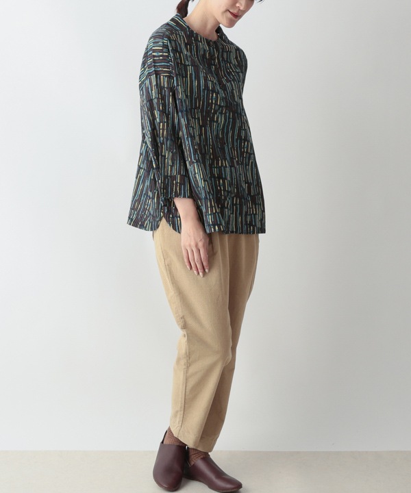 五月雨プリント・クレープコットンブラウス 25W401