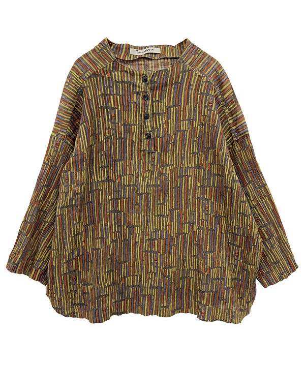 五月雨プリント・クレープコットンブラウス 25W401