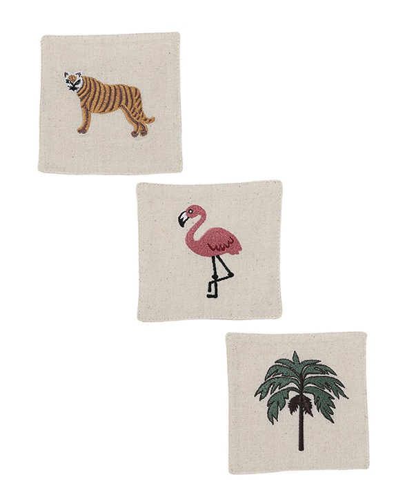 コットン素材 刺繍コースター  M26-2681