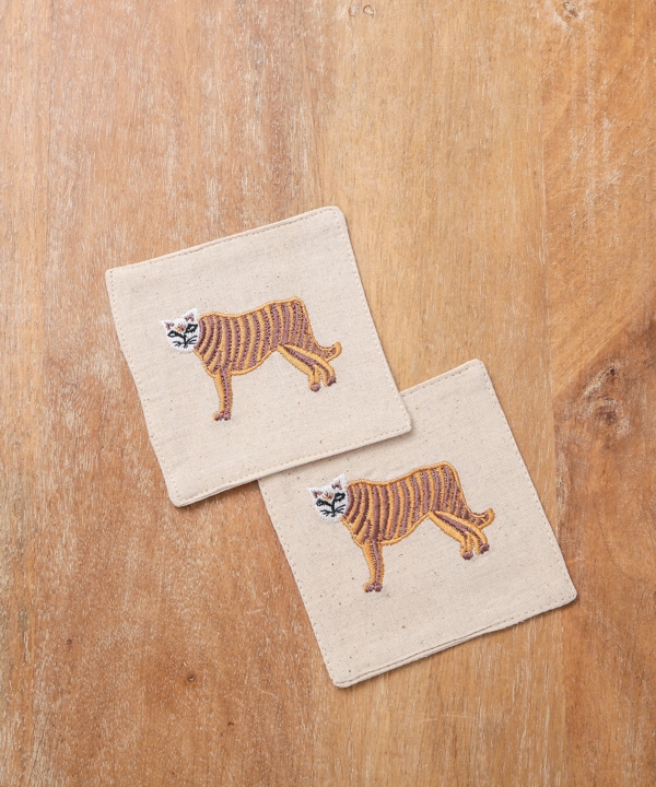 コットン素材 刺繍コースター  M26-2681