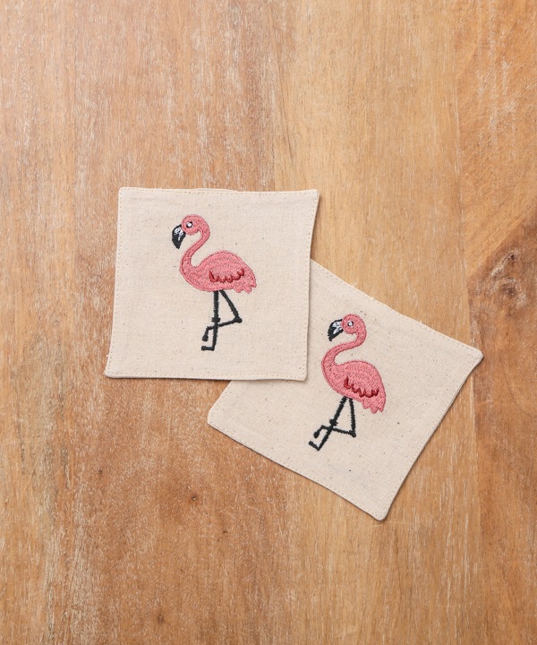 コットン素材 刺繍コースター  M26-2681