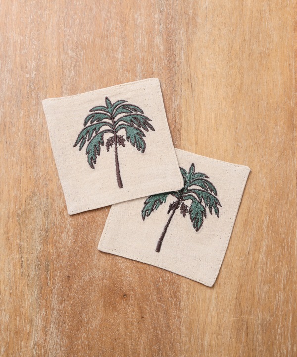 コットン素材 刺繍コースター  M26-2681