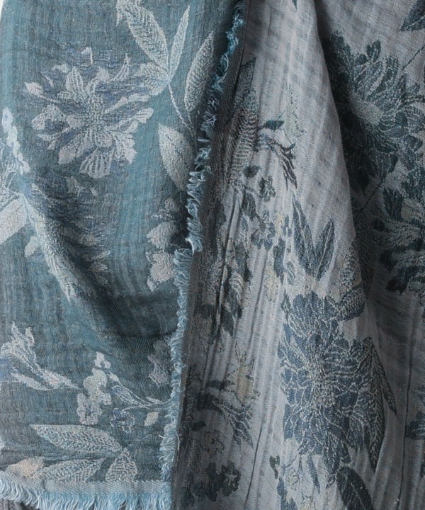 コットンウール 花柄ジャガードショール B25W023