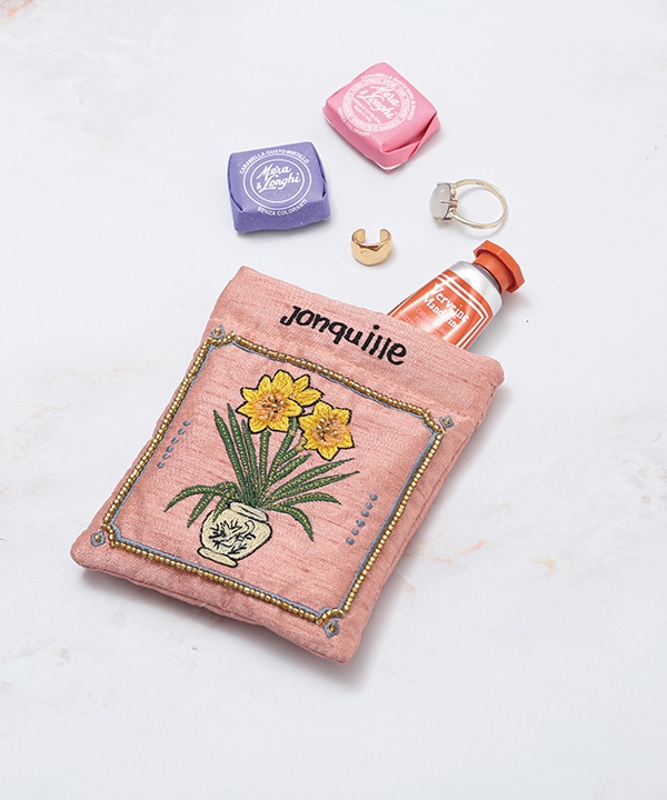 ボタニカル刺繍 ミニポーチ 8×11cm M42-2871