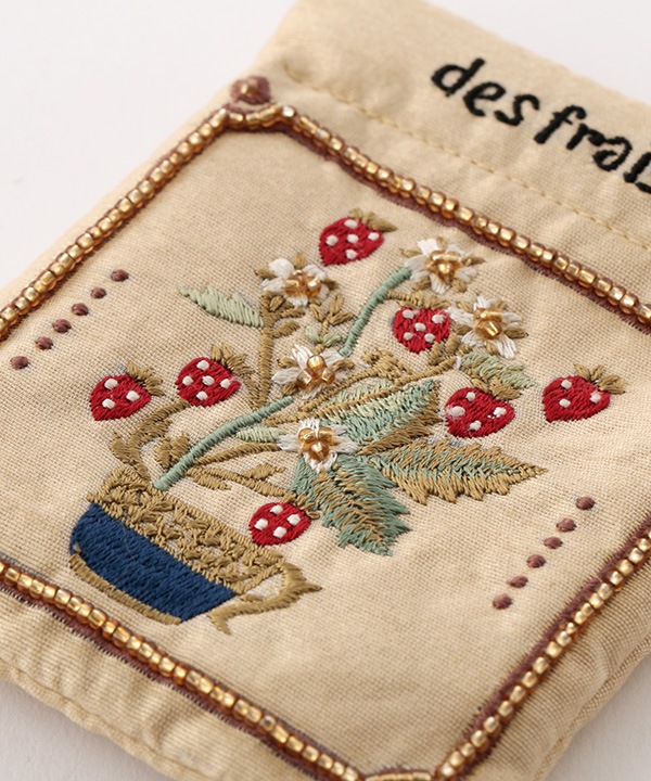 ボタニカル刺繍 ミニポーチ 8×11cm M42-2871