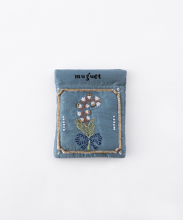 ボタニカル刺繍 ミニポーチ 8×11cm M42-2871